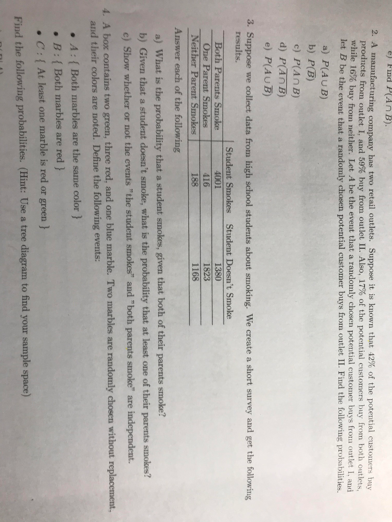 Solved e) Find PAB). 2. A manufacturing company has two | Chegg.com