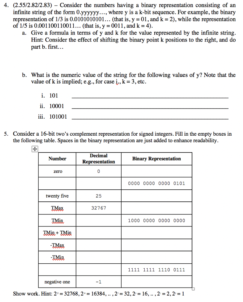 Solved 4. (2.55/2.82/2.83) - Consider the numbers having a | Chegg.com
