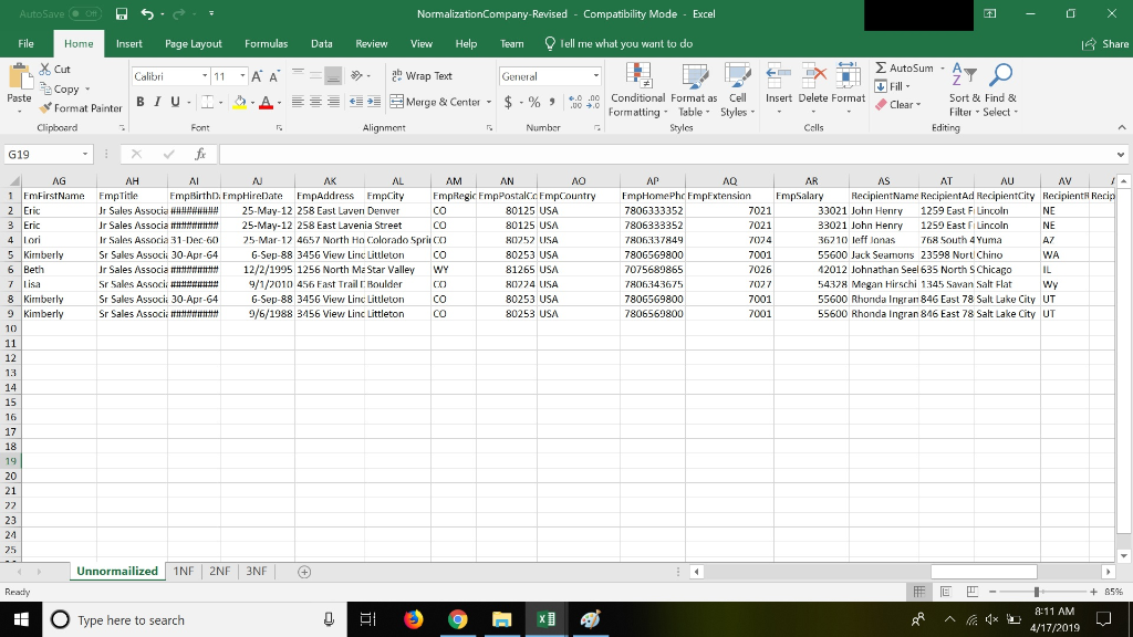 Use the attached file to normalize the data. Create a | Chegg.com