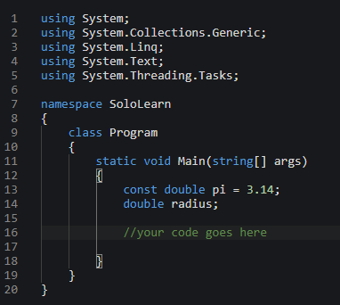 Solved Write program in C# that will calculate the area of | Chegg.com