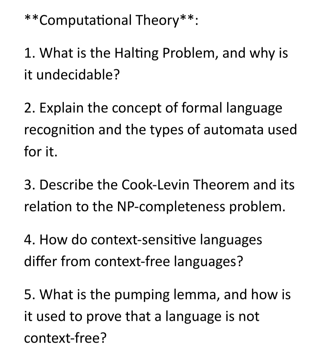 Solved ∗∗ Computational Theory**: 1. What Is The Halting | Chegg.com