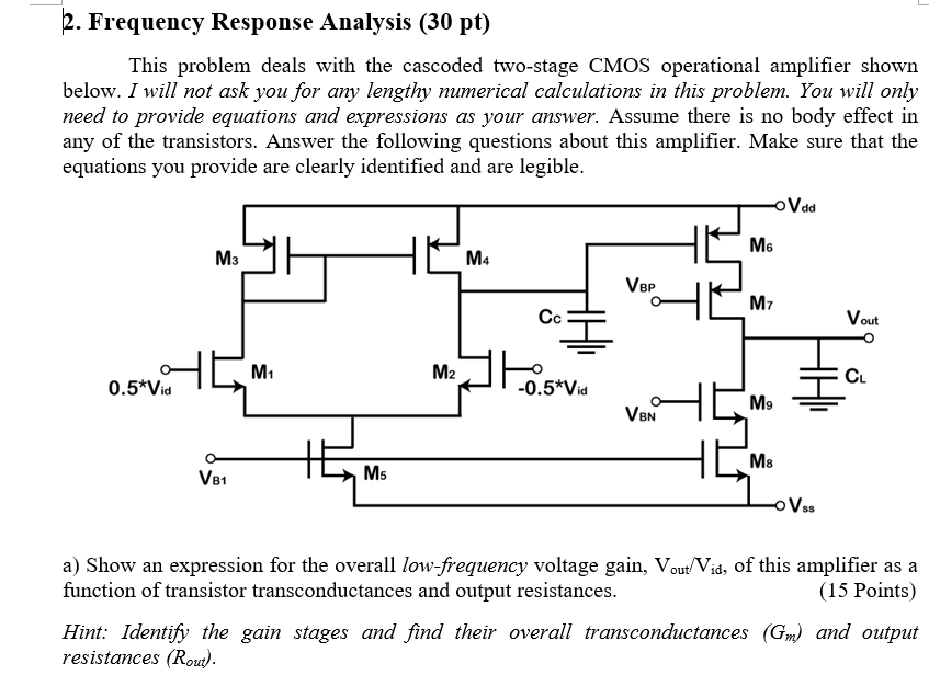 2. Frequency Response Analysis (30 pt) This problem Circuit Diagram