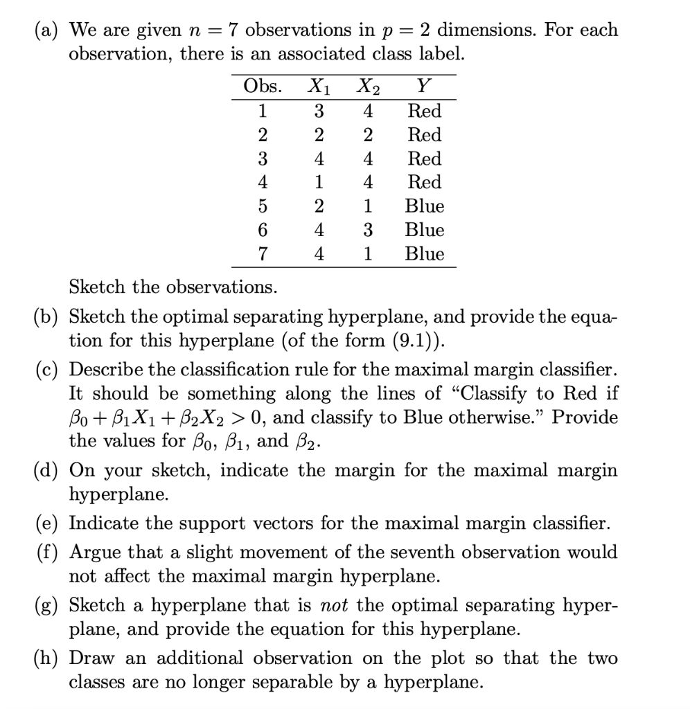 Solved (a) We Are Given N = 7 Observations In P= 2 | Chegg.com