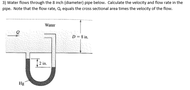 Solved 3) Water flows through the 8 inch (diameter) pipe | Chegg.com