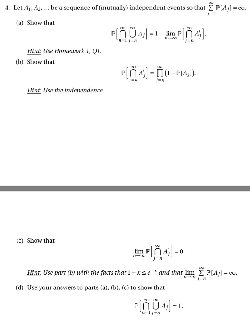 4 Let A1 Be A Sequence Of Mutually Inde Chegg Com