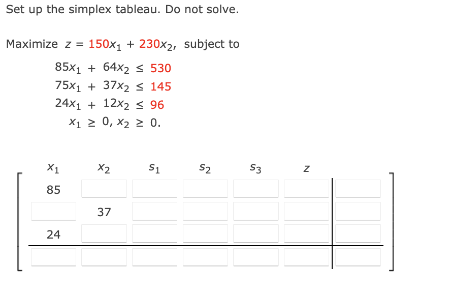Solved Set up the simplex tableau. Do not solve. Maximize | Chegg.com