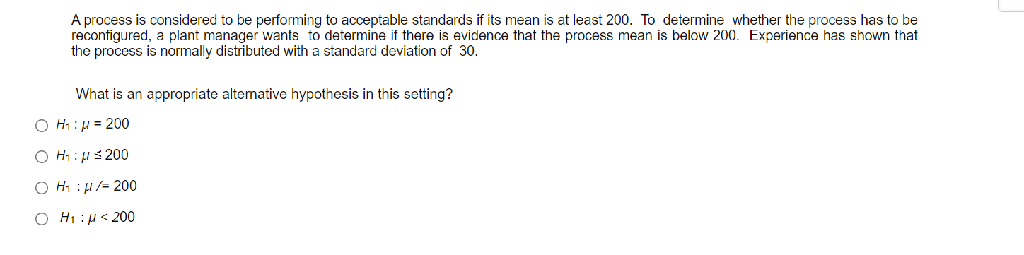 Solved A process is considered to be performing to | Chegg.com