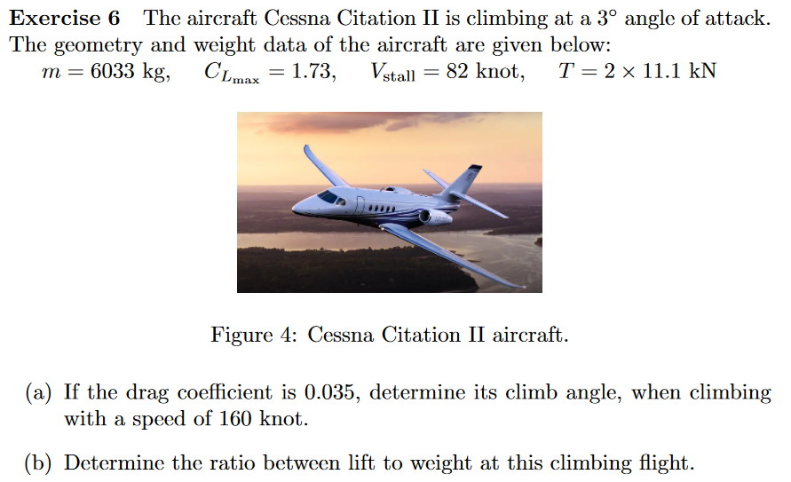 Solved Exercise 6 The aircraft Cessna Citation II is | Chegg.com
