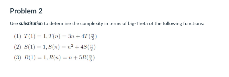 Solved Problem 2 Use substitution to determine the | Chegg.com