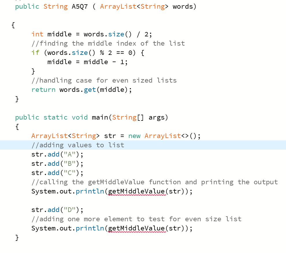 Solved The function A5Q7 should take in an ArrayList of | Chegg.com