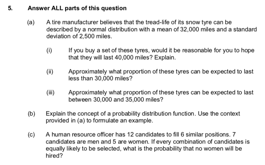 Solved 5. Answer ALL parts of this question (a) A tire | Chegg.com