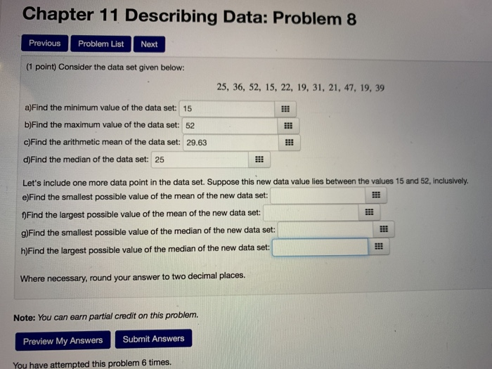 Solved Chapter 11 Describing Data: Problem 8 Previous | Chegg.com