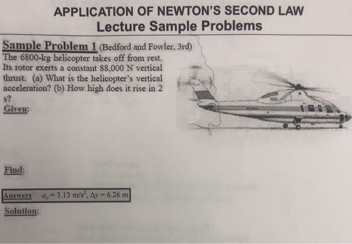Solved APPLICATION OF NEWTON'S SECOND LAW Lecture Sample | Chegg.com
