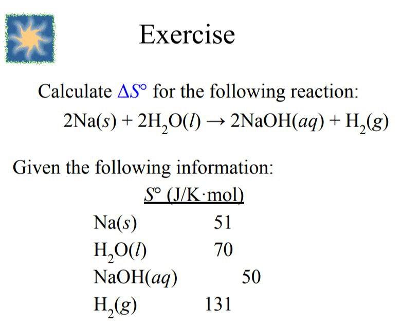 Solved Exercise Calculate Asº For The Following Reaction Chegg Com