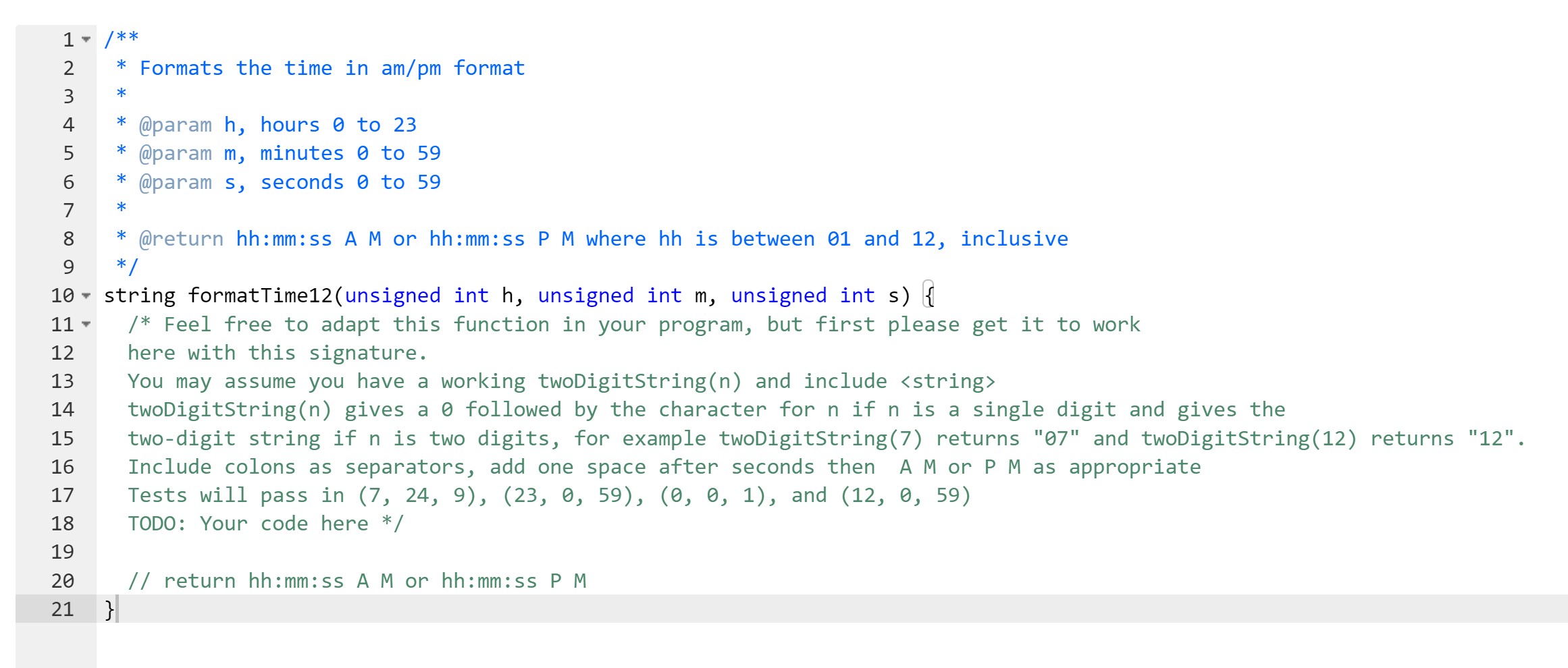 Solved I need help with outputting time in a 12-hour format | Chegg.com