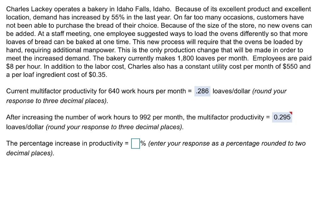 Solved Charles Lackey operates a bakery in Idaho Falls,