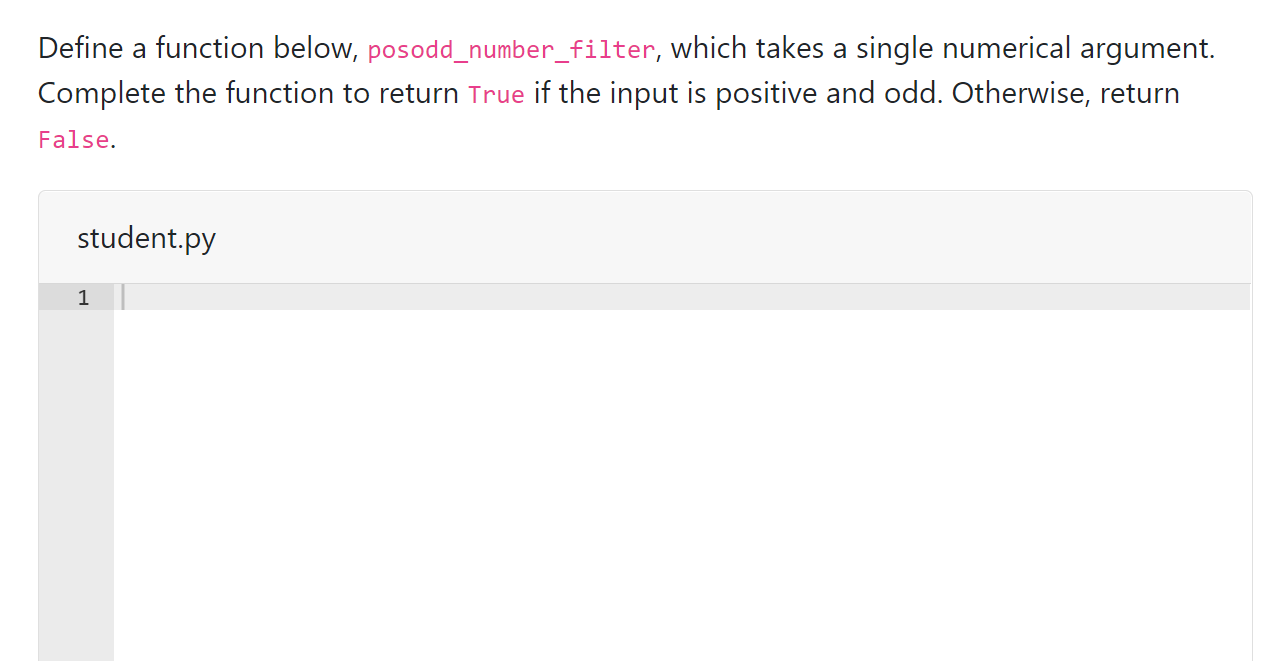 Solved Define a function below, posodd_number_filter, which | Chegg.com