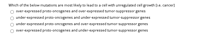 Solved Which of the below mutations are most likely to lead | Chegg.com