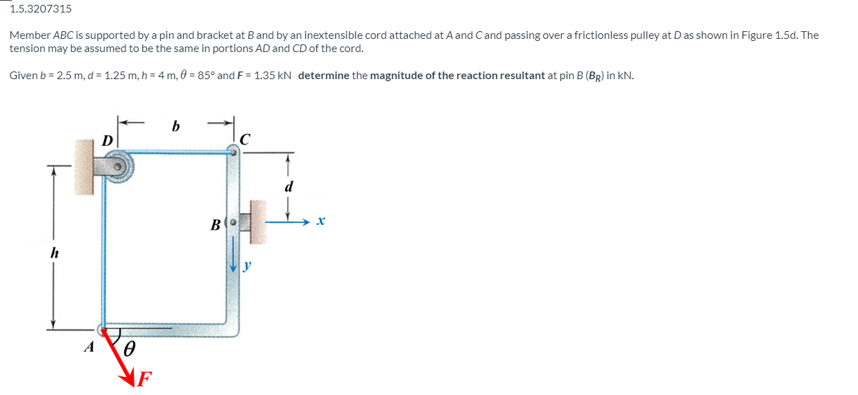 Solved 1.5.3207315 Member ABC Is Supported By A Pin And | Chegg.com