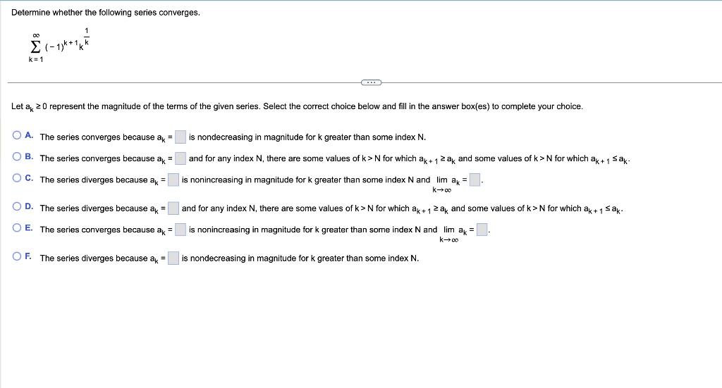 Solved Determine whether the following series converges.