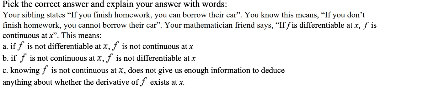 Solved Pick the correct answer and explain your answer with | Chegg.com