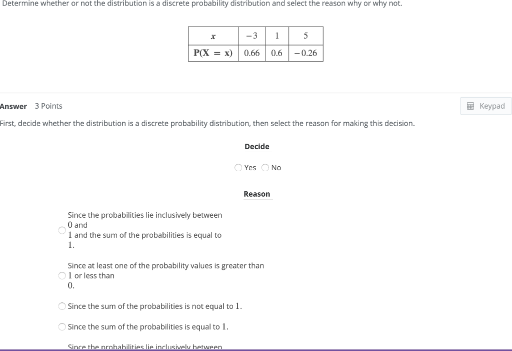 Solved Determine Whether Or Not The Distribution Is A Chegg Com