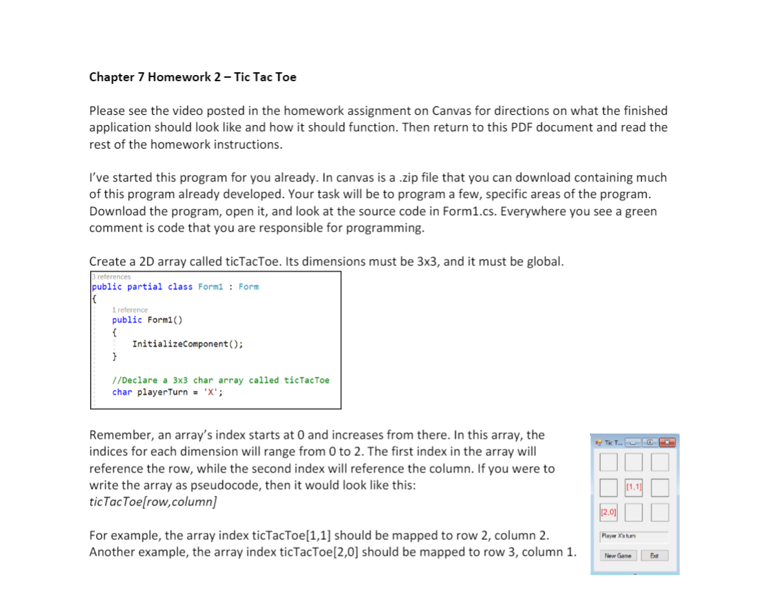 Solved Chapter 7 Homework 2 - Tic Tac Toe Please see the | Chegg.com