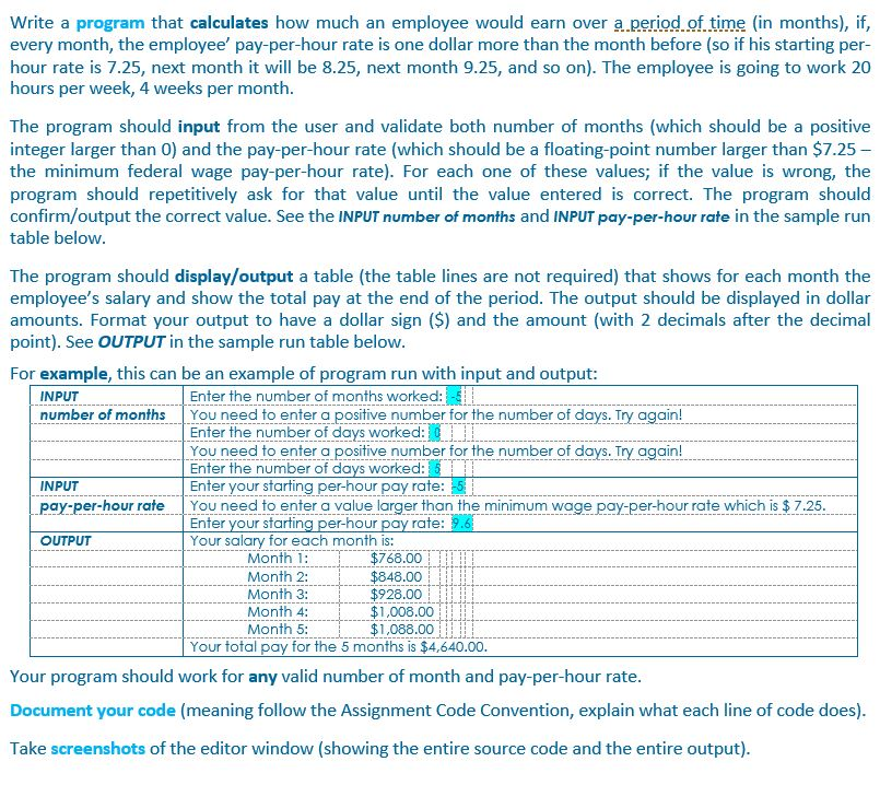 Solved Write a program that calculates how much an employee | Chegg.com