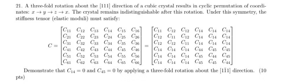 Solved A three-fold rotation about the [111] ﻿direction of | Chegg.com