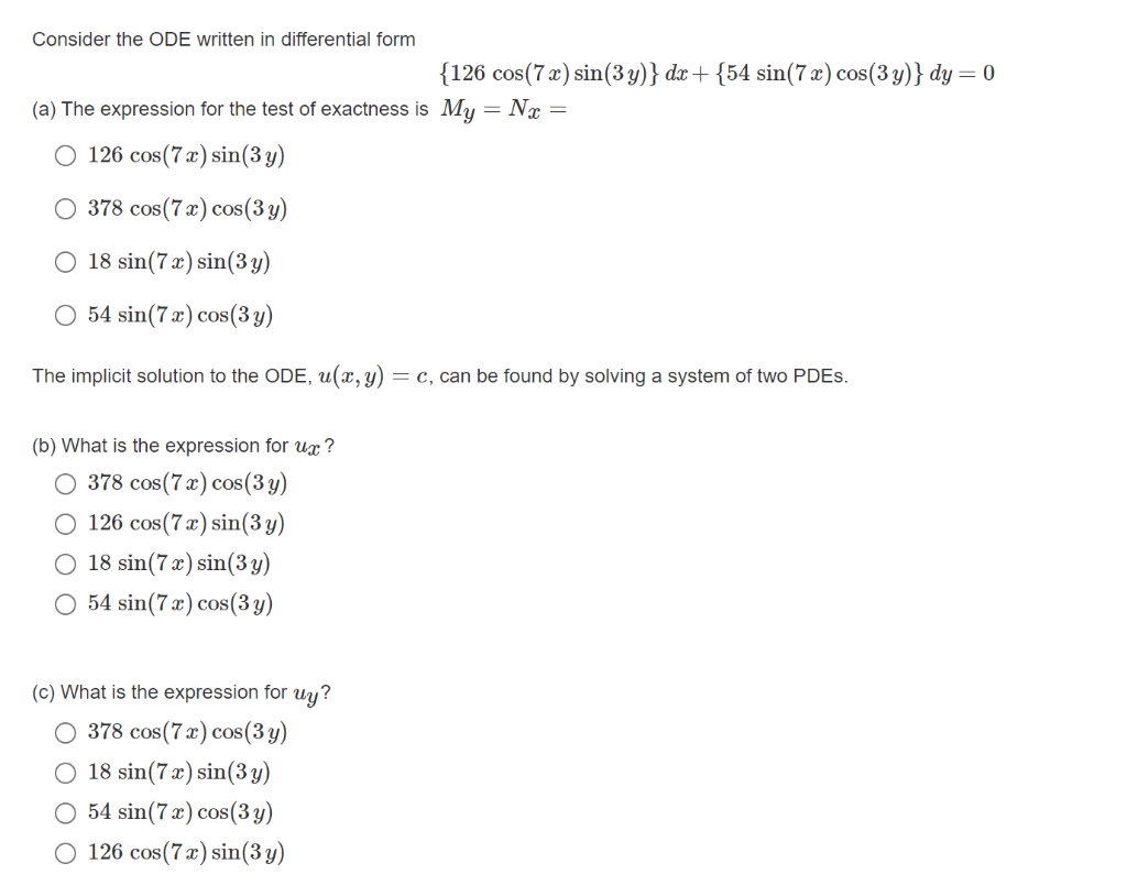 Solved Consider the ODE written in differential form {126 | Chegg.com