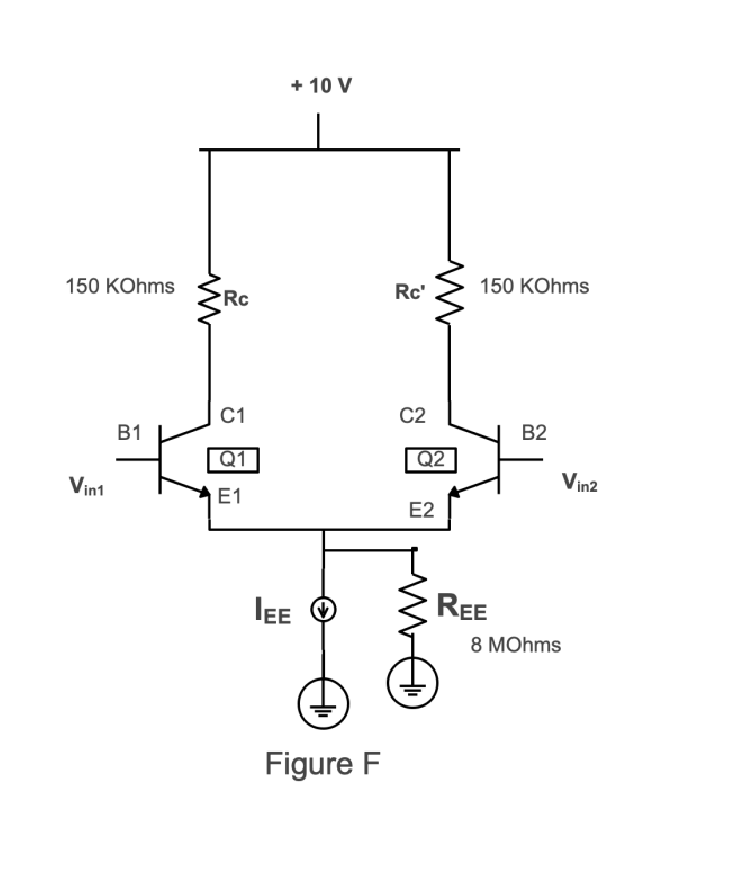 In circuit shown in Figure F, find the differential