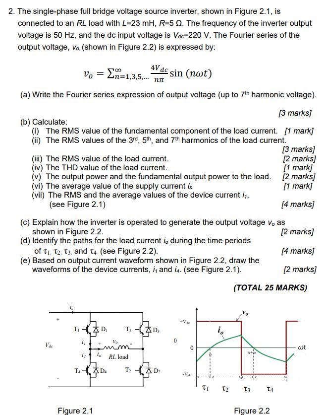 Solved 2. The Single-phase Full Bridge Voltage Source | Chegg.com