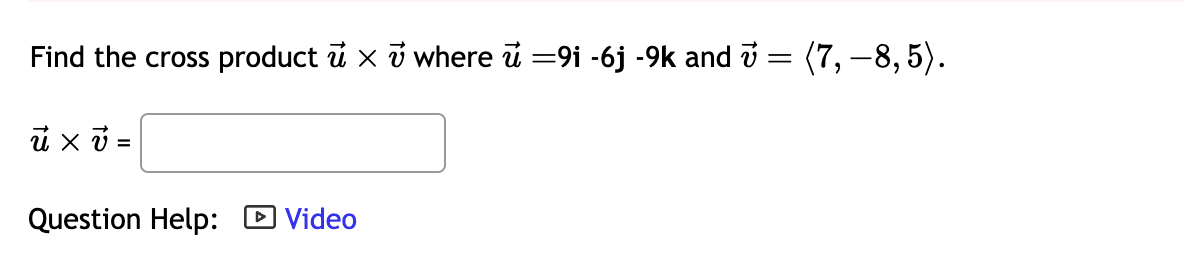 Crossvec Solved Find the cross product vec(u)×vec(v) where | Chegg.com
