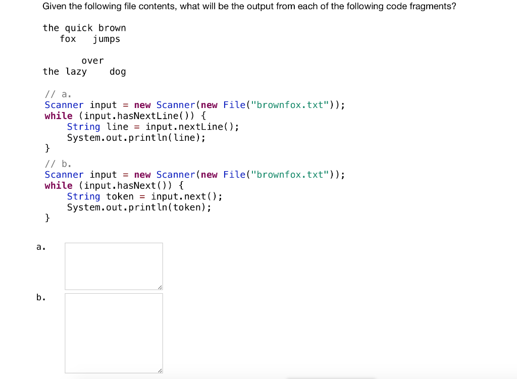 Solved Given the following file contents, what will be the | Chegg.com