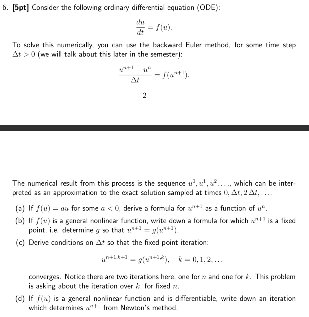 Solved 6 5pt Consider The Following Ordinary Different Chegg Com