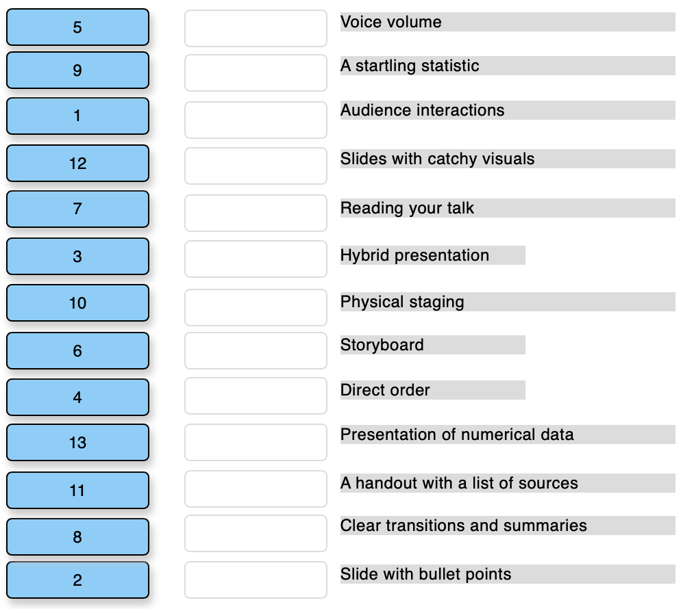 match the presentation program tool to its function