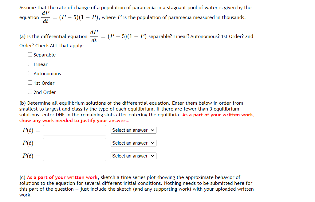 Solved Assume that the rate of change of a population of | Chegg.com