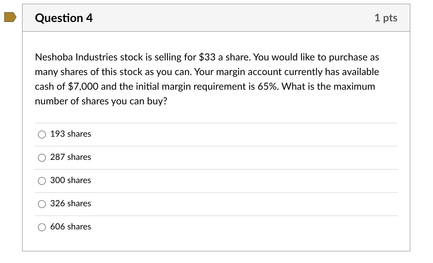 Solved Question 4 1 pts a Neshoba Industries stock is