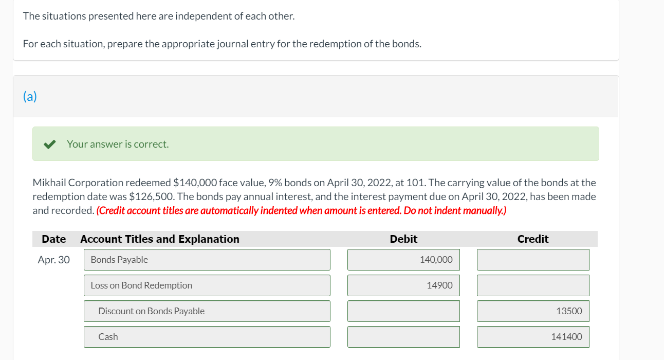 Solved The situations presented here are independent of each | Chegg.com