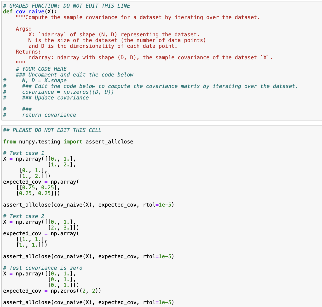 Solved MEAN and COVARIANCE OF DATA SET IN PYTHONIt is for | Chegg.com