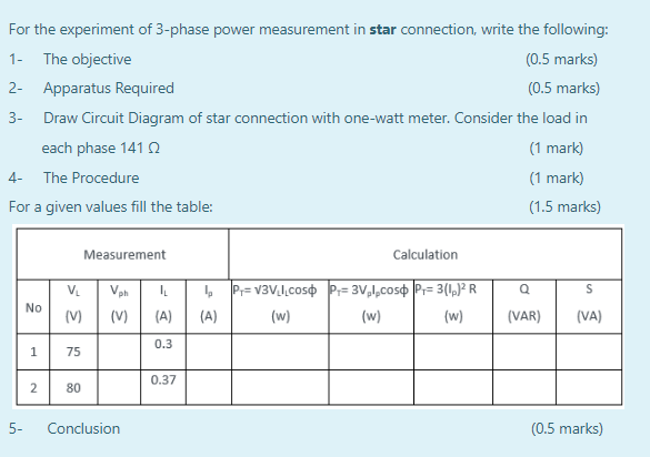 Solved For The Experiment Of 3-phase Power Measurement In | Chegg.com