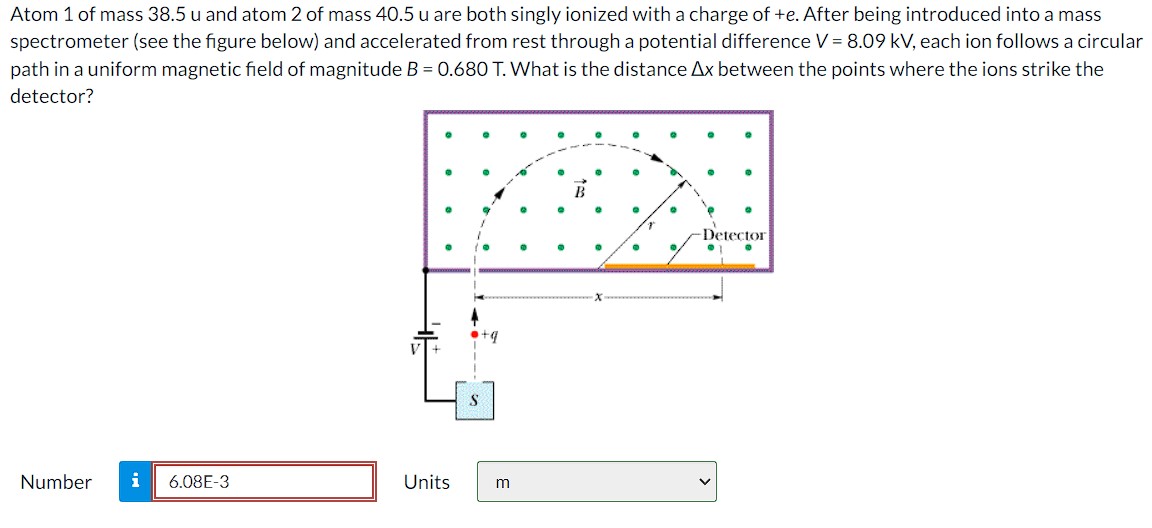 Solved Atom 1 Of Mass 38.5u And Atom 2 Of Mass 40.5u Are | Chegg.com