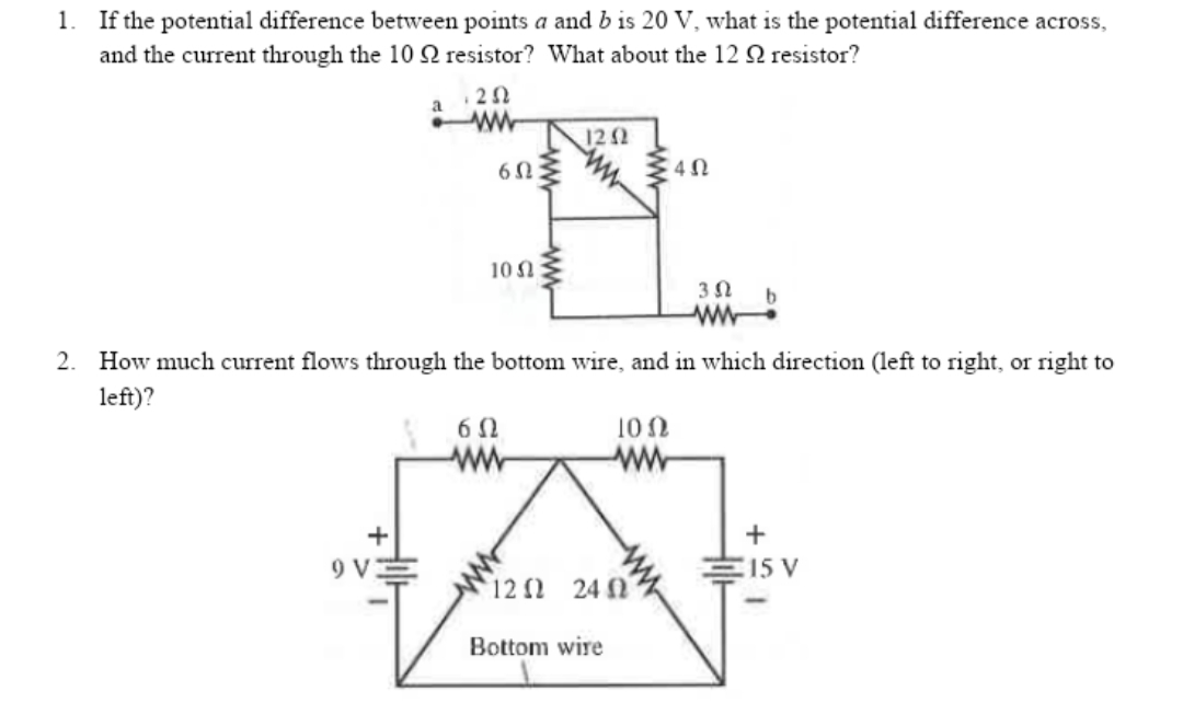 Solved 1. If The Potential Difference Between Points A And B | Chegg.com