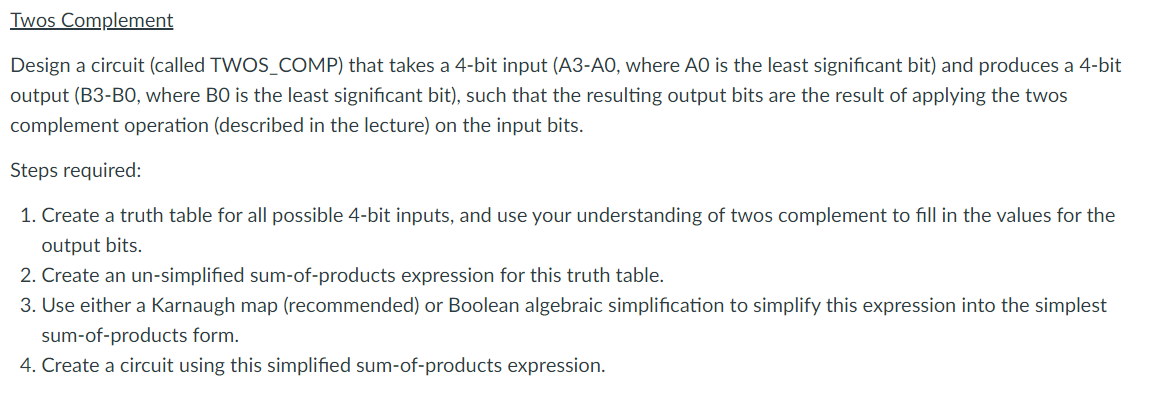 Solved Twos Complement Design a circuit (called TWOS_COMP) | Chegg.com