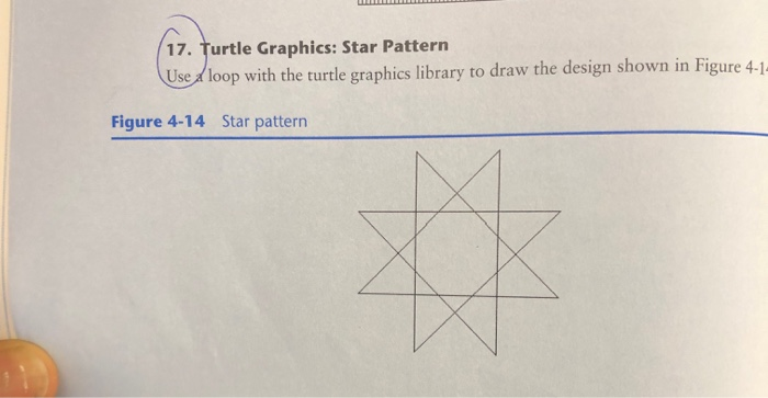 Solved 17. Turtle Graphics: Star Pattern Use loop with the | Chegg.com