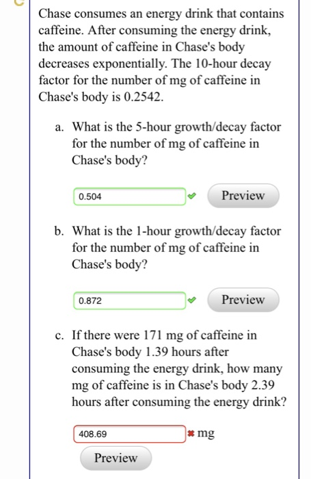 Solved Chase consumes an energy drink that contains | Chegg.com