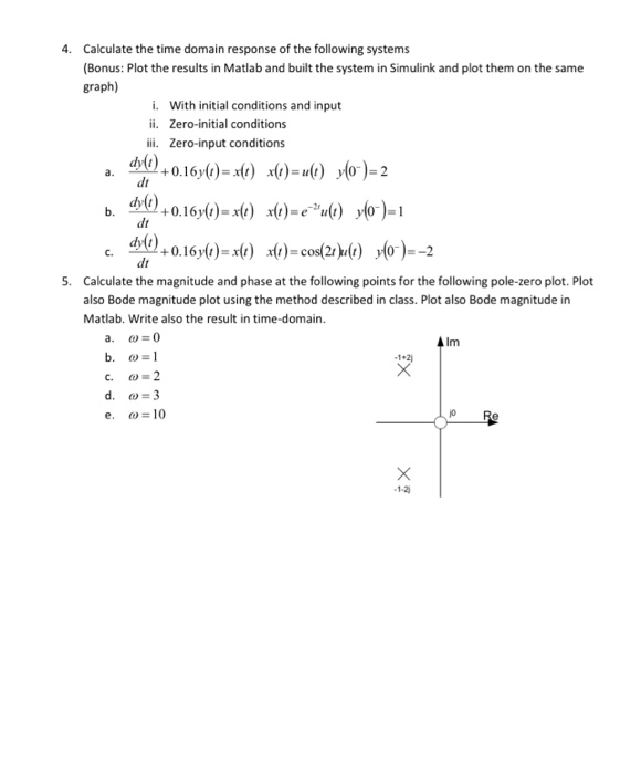Solved 4. Calculate the time domain response of the | Chegg.com