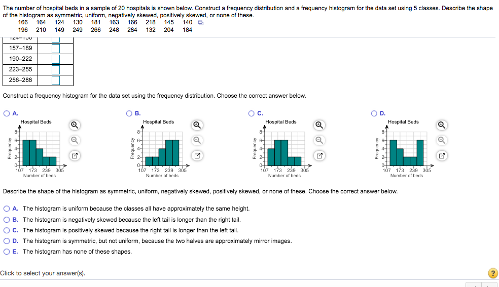 Solved The number of hospital beds in a sample of 20