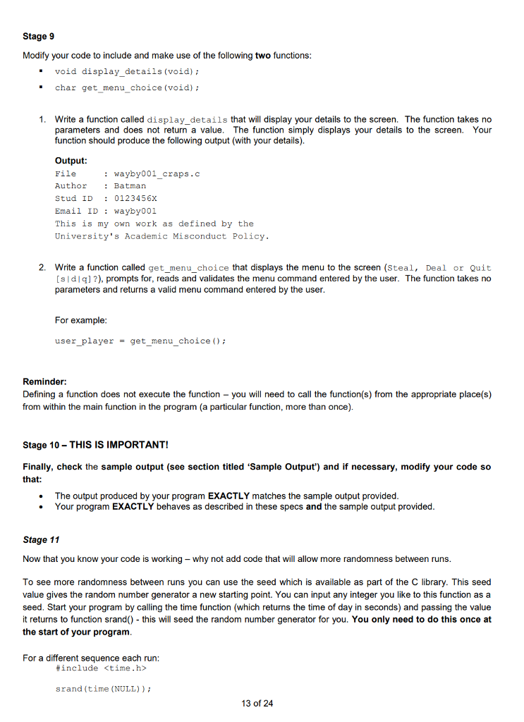 Solved I need the C code of the following instructions | Chegg.com