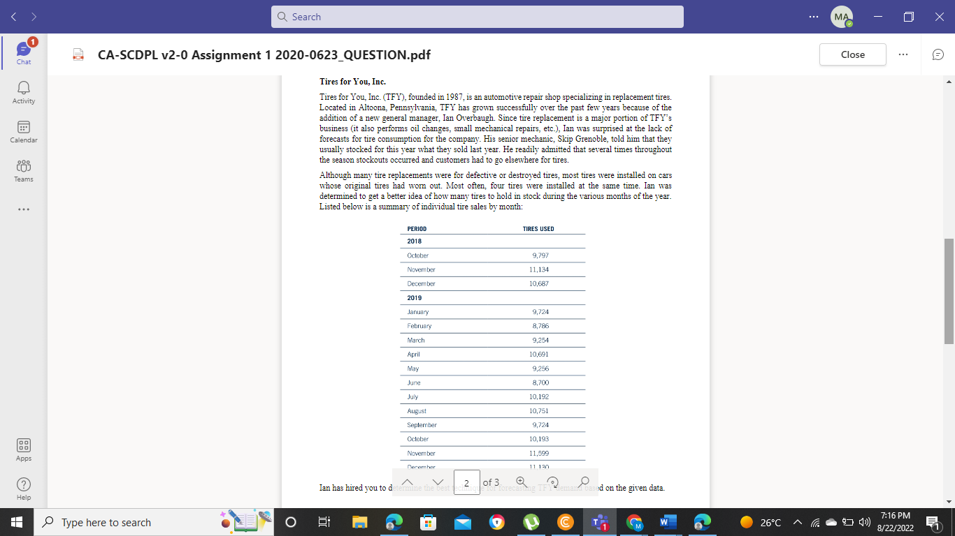 Solved Tires for You, Inc. Tires for You, Inc. (TFY),